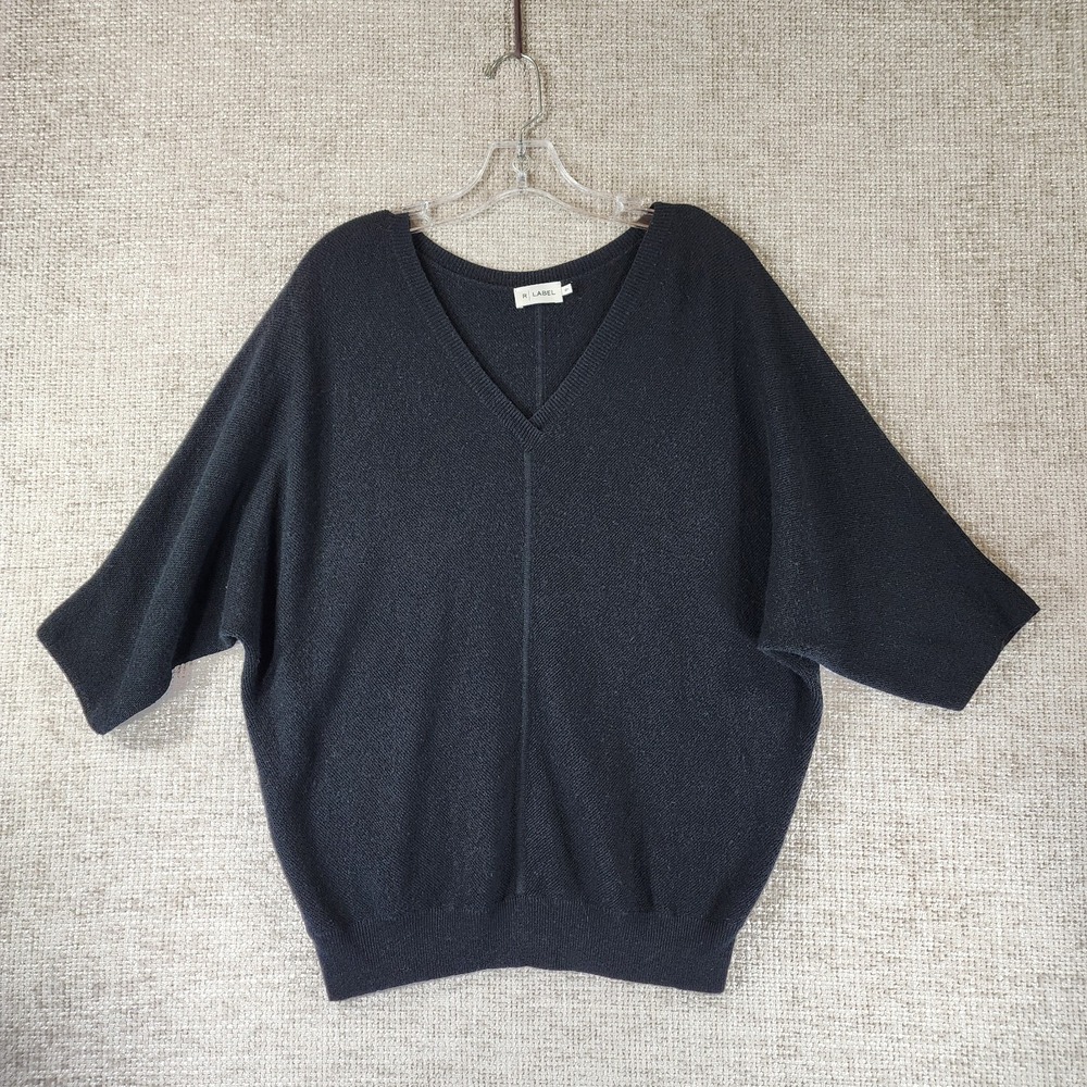 The Reset R Label V Neck Essential Sweater Womens S/M Black Wool Cashmere Blend